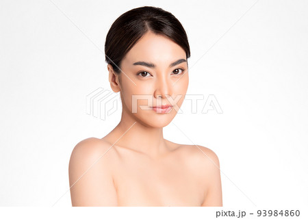 Beautiful young asian woman with clean fresh skin on white background, Face care, Facial treatment, Cosmetology, beauty and spa, Asian women portrait. 93984860