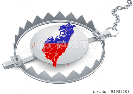 Taiwan inside bear trap, 3D rendering 93985508