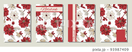Vector templates for cover pages. Universal abstract floral cover layout. Suitable for notebooks, books, diaries, catalogs, etc 93987409