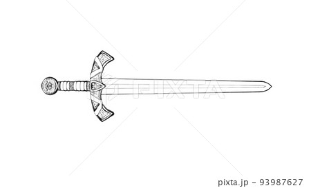 ブロードソードの手描きイラスト ブロードソードの手描きイラスト 93987627