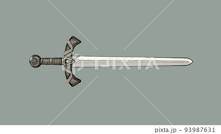 ブロードソードの手描きイラスト ブロードソードの手描きイラスト 93987631