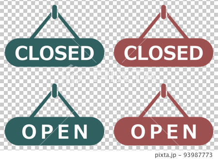 店舗の開店と閉店をお知らせする看板のイラスト 93987773