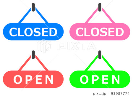 店舗の開店と閉店をお知らせする看板のイラスト 93987774