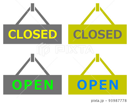 店舗の開店と閉店をお知らせする看板のイラスト 93987778