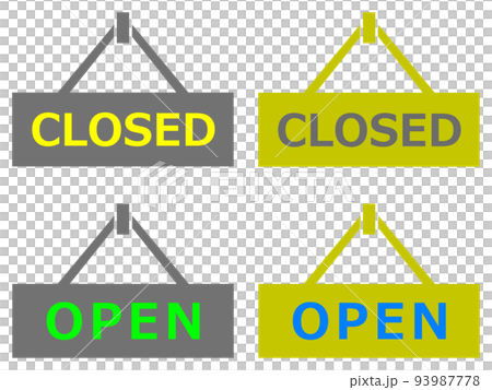 店舗の開店と閉店をお知らせする看板のイラスト 93987778