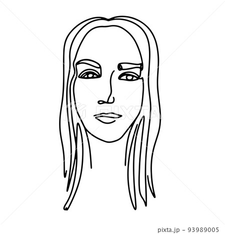Sketch of girls face in minimalistic style vector illustration 93989005