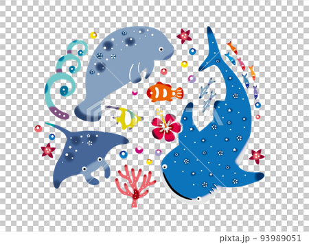 沖縄の紅型風イラスト 93989051