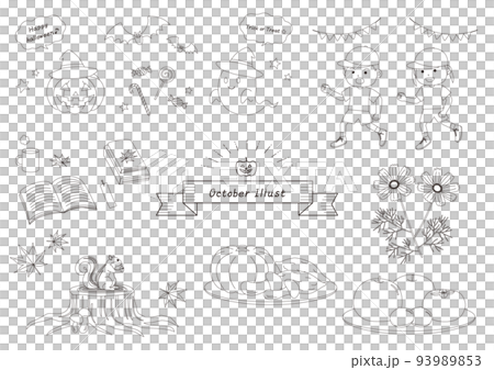 Autumn _ October _ illustration _ set _ line drawing 93989853