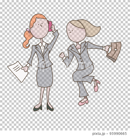 スーツを着て仕事をする女性二人のセットイラスト スーツを着て仕事をする女性二人のセットイラスト 93990665