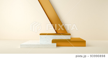 3d render, abstract and modern minimalist background with white marble and gold. Empty platform 3d render, abstract and modern minimalist background with white marble and gold. Empty platform 93990898