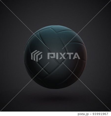 Realistic 3D black volleyball ball on dark background. Realistic 3D black volleyball ball on dark background. 93991967