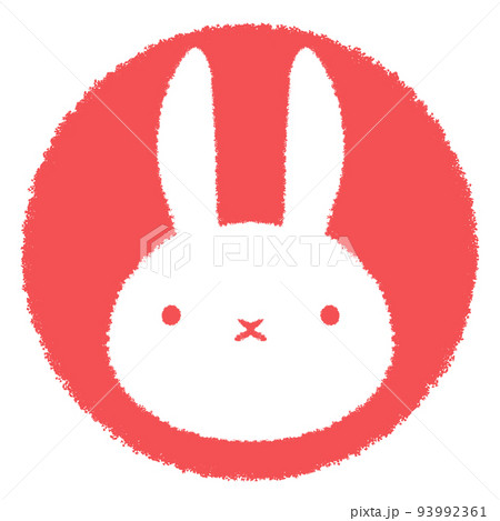 ウサギ円の顔アイコン赤 93992361