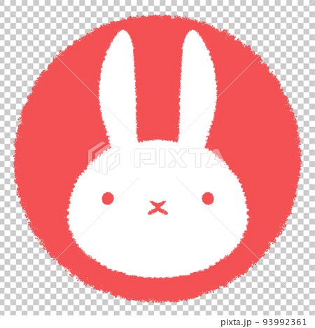 ウサギ円の顔アイコン赤 93992361