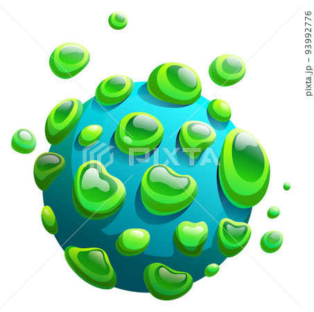 Cartoon planet with green biological alien life Cartoon planet with green biological alien life 93992776