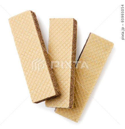 Three wafers on a white background. Top view 93993054