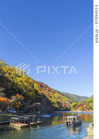 秋の嵐山　遊覧船乗りばの屋形船 93994013