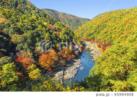 嵐山公園展望台から望む秋の嵐山 嵐山公園展望台から望む秋の嵐山 93994908