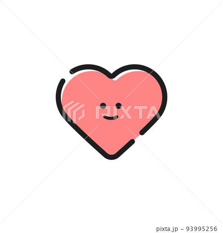 笑っているハートの形の線アイコン - 恋愛･好き･メンタルヘルスのイメージ素材 93995256