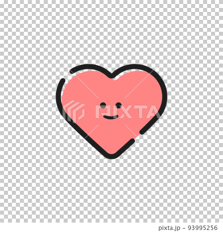 笑っているハートの形の線アイコン - 恋愛･好き･メンタルヘルスのイメージ素材 93995256