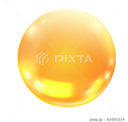 Collagen sphere. Yellow transparent glossing realistic ball 93995354