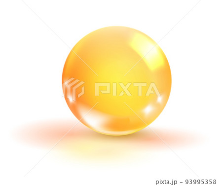 Golden oil ball. Yellow serum realistic drop Golden oil ball. Yellow serum realistic drop 93995358