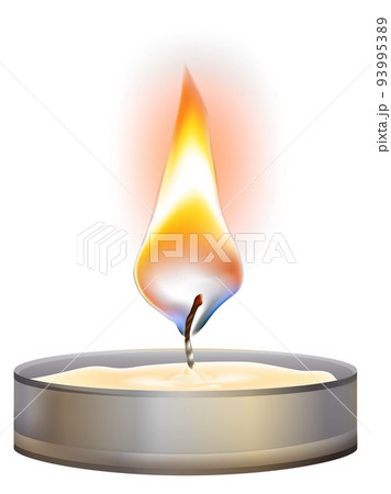 Realistic flame. Decorative candle mockup. Burning fire 93995389