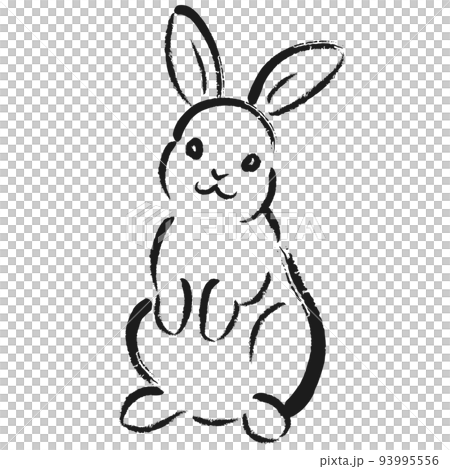 卯年年賀状_うさぎの線画イラスト_04 卯年年賀状_うさぎの線画イラスト_04 93995556
