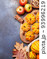 Pumpkin muffins and various pumpkins 93996219