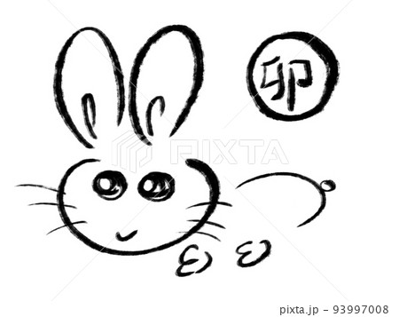 年賀状用のうさぎ 93997008