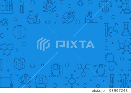 Chemical outline blue frame. Vector Chemistry illustration 93997248