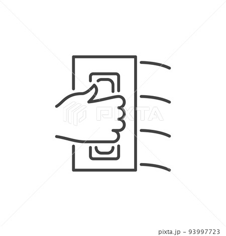 Hand with flat Trowel vector concept icon in thin line style 93997723