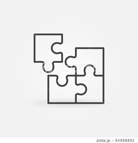 Four parts Puzzle vector icon in thin line style 93998892
