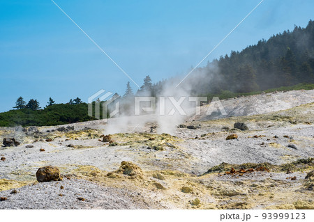fumarole field on the slope of Mendeleev volcano, Kunashir island 93999123