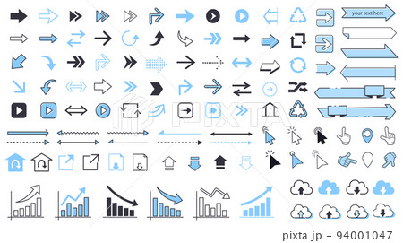 矢印アイコンと矢印デザインのフレームセットのイラスト素材 [94001047] - PIXTA