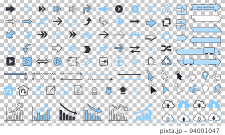 矢印アイコンと矢印デザインのフレームセット 94001047