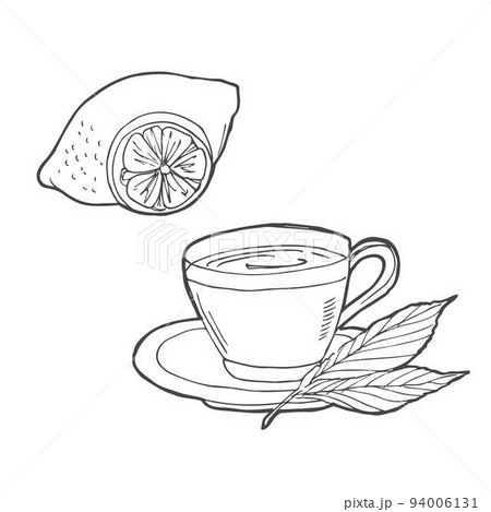 Black And White Line Drawing Hand Drawn Tea Cup, Tea Drawing, Cup Drawing, Tea  Sketch PNG Transparent Clipart Image and PSD File for Free Download