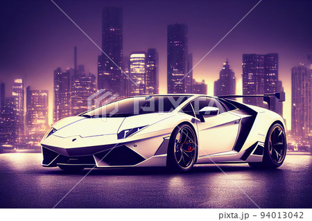 Bangkok, Thailand, 08.08.2022: Lamborghini luxury super car for fast sports on premium lighting background. 3D illustration. 94013042