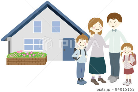 マイホームと4人家族 94015155