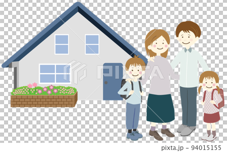 マイホームと4人家族 94015155