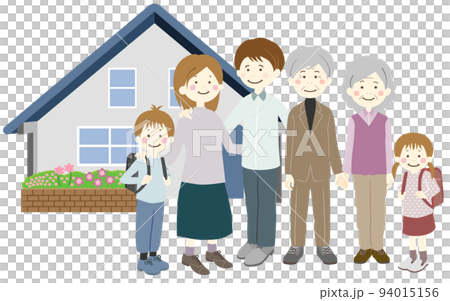 マイホームと6人家族（二世帯住宅） 94015156