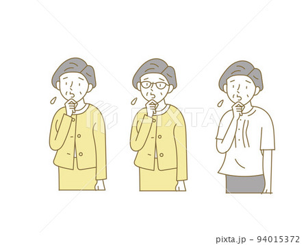 困った表情のシニア女性のイラストセット 94015372