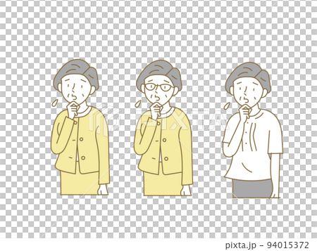 困った表情のシニア女性のイラストセット 94015372