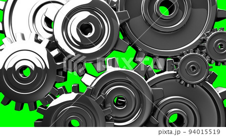 Silver gears on green chroma key background. Silver gears on green chroma key background. 94015519
