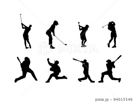 Silhouette of People Player Baseball with Golf Collection Silhouette of People Player Baseball with Golf Collection 94015546
