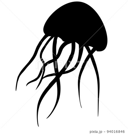 Jellyfish icon on white background. Jellyfish silhouette. flat style. Jellyfish icon on white background. Jellyfish silhouette. flat style. 94016846