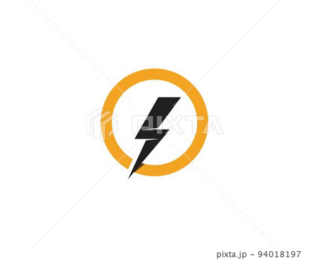 Thunder and Bolt Lighting Flash Icons Set. Flat Style on Dark Background. Vector - Vector 94018197