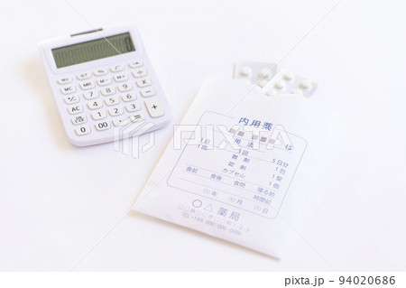 医療費イメージ 薬と電卓 医療費イメージ 薬と電卓 94020686