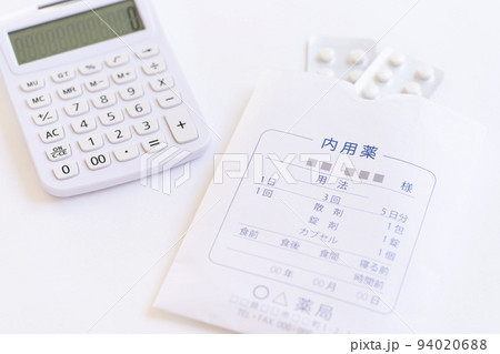 医療費イメージ 薬と電卓 医療費イメージ 薬と電卓 94020688