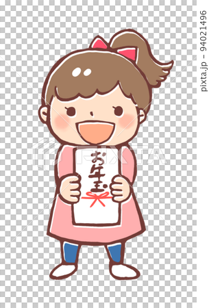 Illustration of a happy child receiving a New Year's gift Illustration of a happy child receiving a New Year's gift 94021496