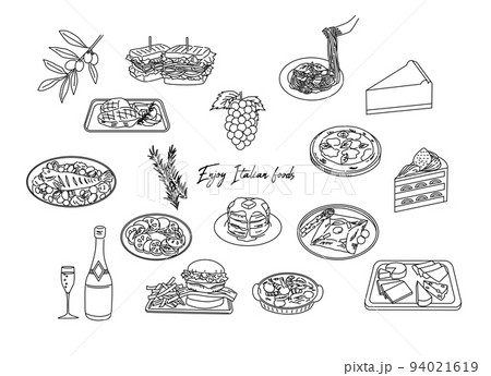 Various italian foods line icon Various italian foods line icon 94021619